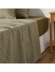 AcÃ©lie Olive/Opaline Washed Linen Flat Sheet