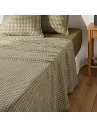 AcÃ©lie Olive/Opaline Washed Linen Flat Sheet - 2