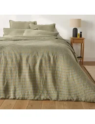 AcÃ©lie Olive/Opaline Washed Linen Flat Sheet - 1