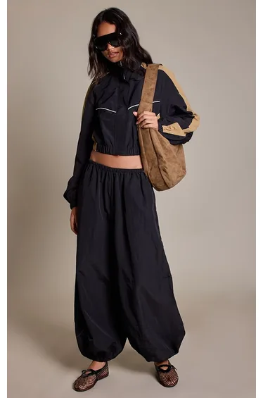 Black Parachute Balloon Trousers