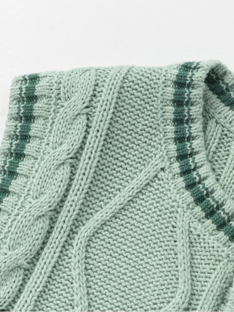 Boys' Knitted Sleeveless Cardigan With Button Front - 2