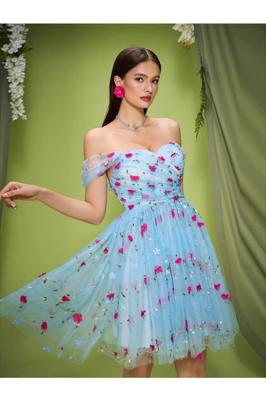 Leely Sweetheart Neck A-Line Tulle Cocktail Party Dress product thumbnail 4