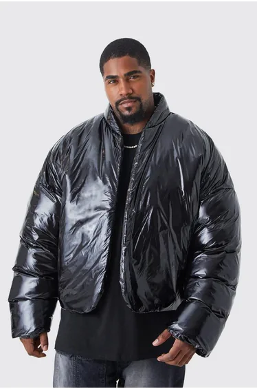 Plus Boxy High Shine Volume Padded Puffer Bomber