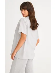 Grey Cotton Basic Oversized T-shirt - 2