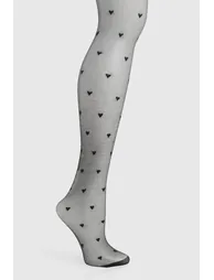 Mini Heart Print Sheer Tights - black - 1