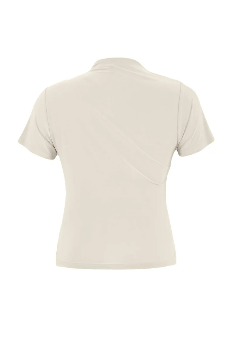 Stone High Neck Gathered Sandy Knitted Plus Size Blouse - 2