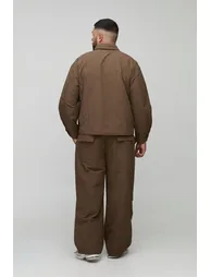 Plus Oversized Check Ripstop Cargo Shacket - mocha - 1