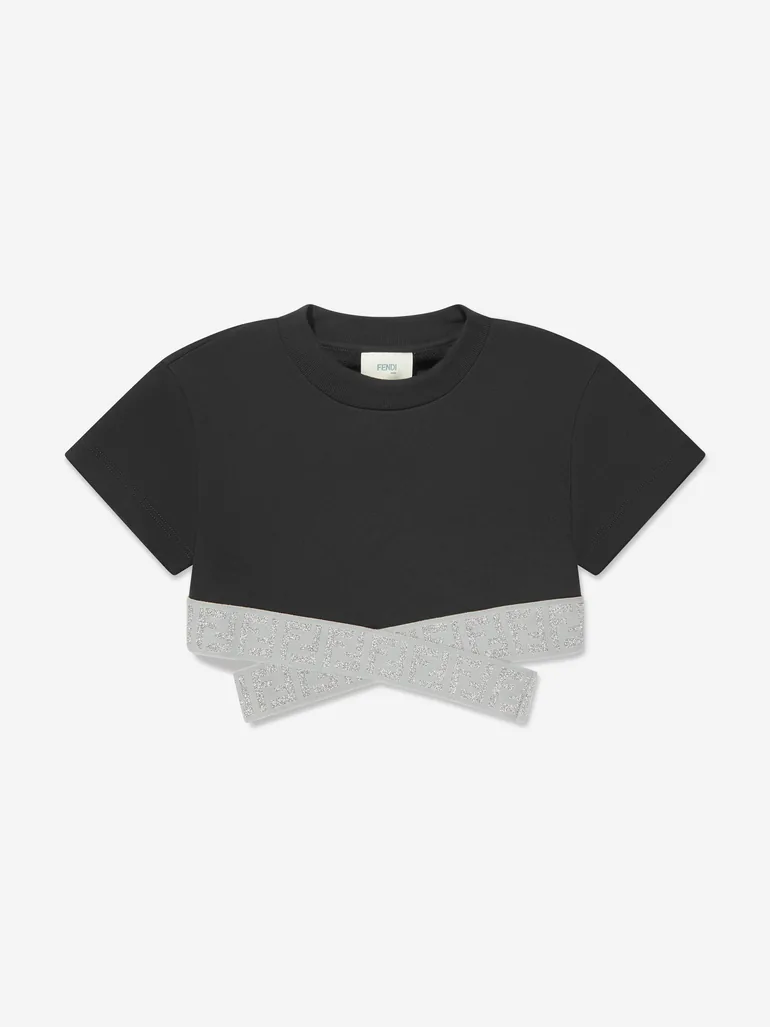 Girls Cropped FF Logo Top in Black