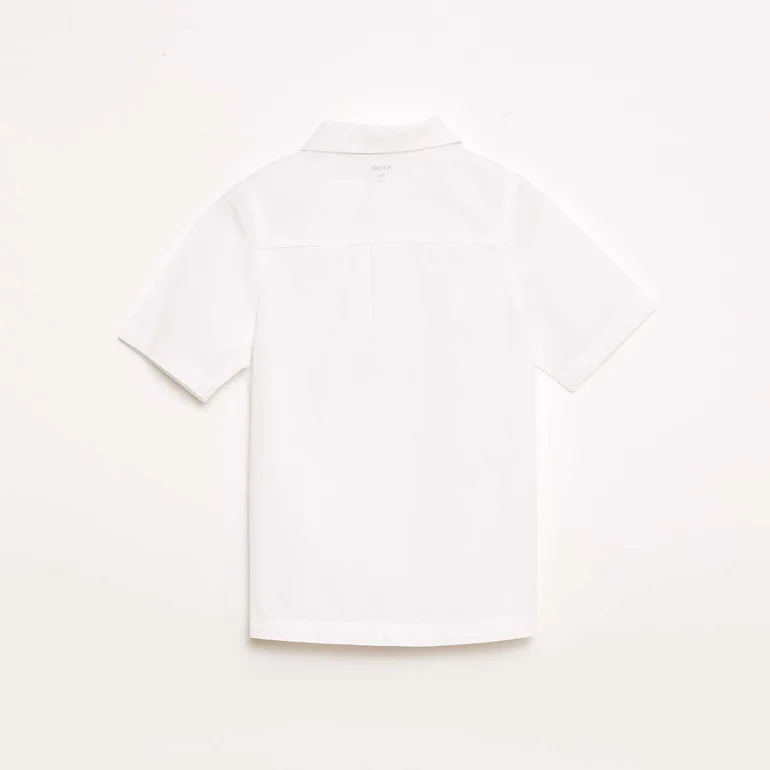 Plain Short-Sleeve Shirt WHITE - 1