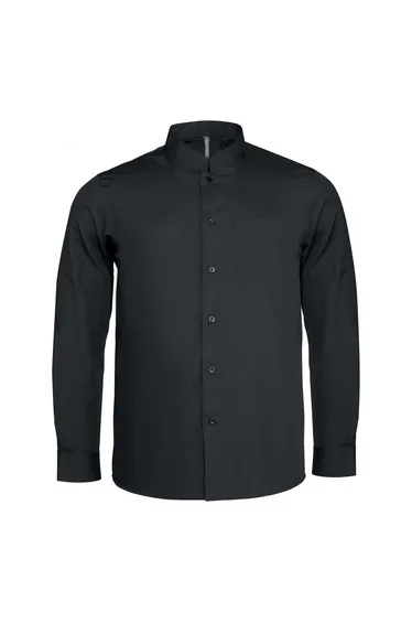 Kariban Mens Long Sleeve Mandarin Collar Shirt - Black