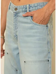 Men Frayed-Hem Relaxed Fit Carpenter Jeans - 3