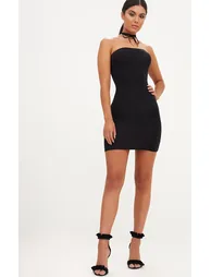 Black Jersey Bandeau Bodycon Dress