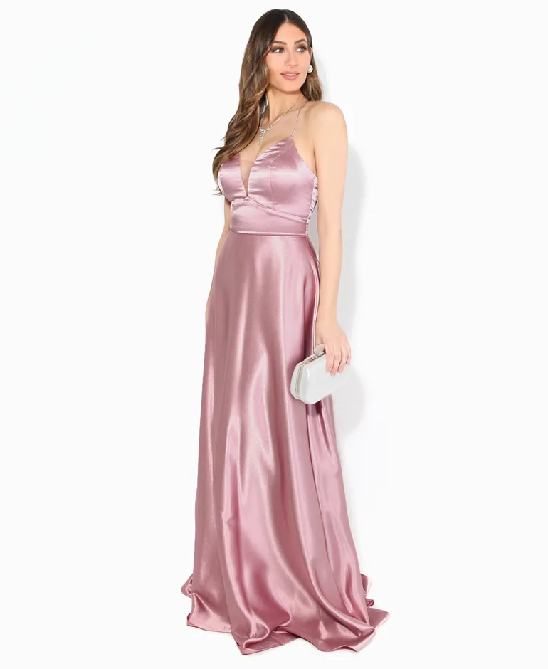 Satin Strappy Evening Maxi Dress - 3