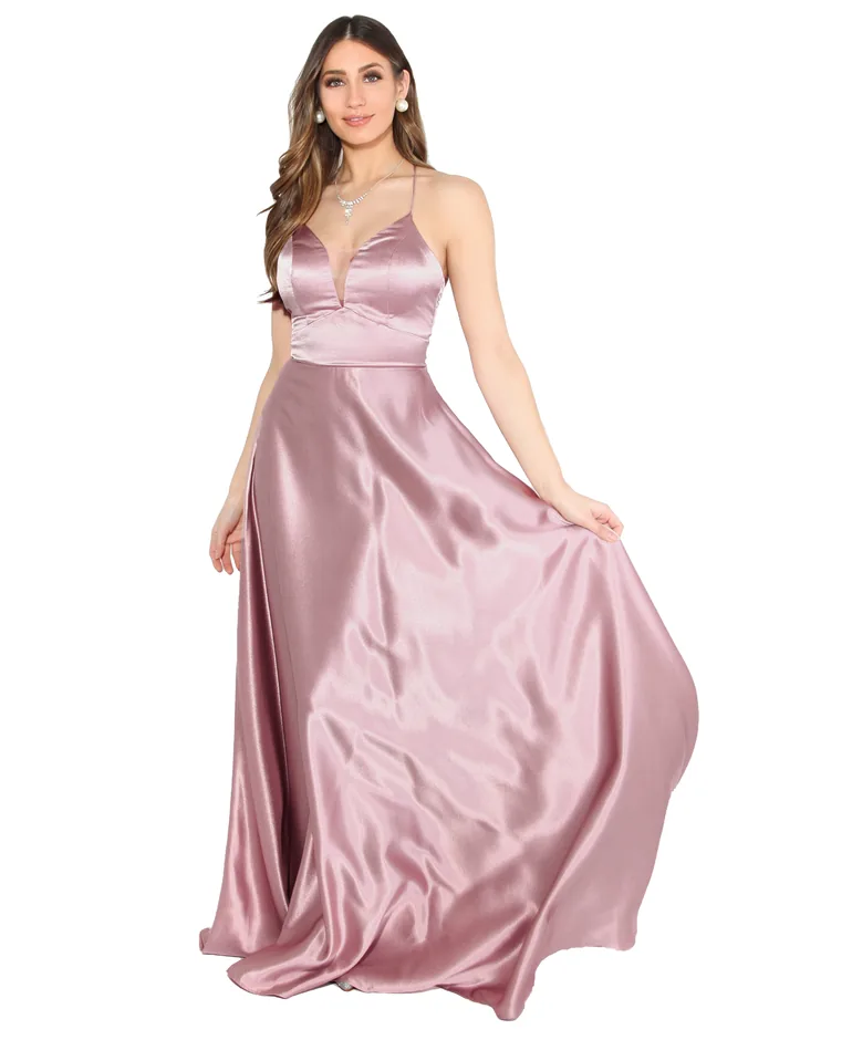Satin Strappy Evening Maxi Dress