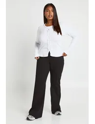 Plus Basic Rib Flared Legging - black