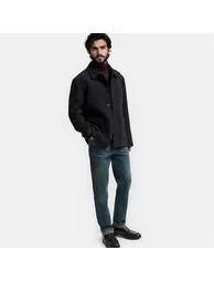 Checked Straight Fit Long Jacket - 1