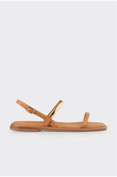 Tan Leather Women's Flat Sandals