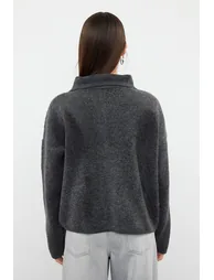 Anthracite Wide Fit Boucle Knitwear Cardigan - 4