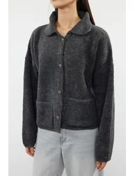 Anthracite Wide Fit Boucle Knitwear Cardigan - 3