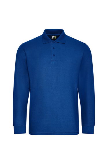 PRO RTX Mens Pro Pique Long-Sleeved Polo Shirt - Royal Blue