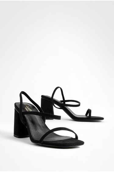 Wide Fit Elasticated 2 Part Block Heels - black