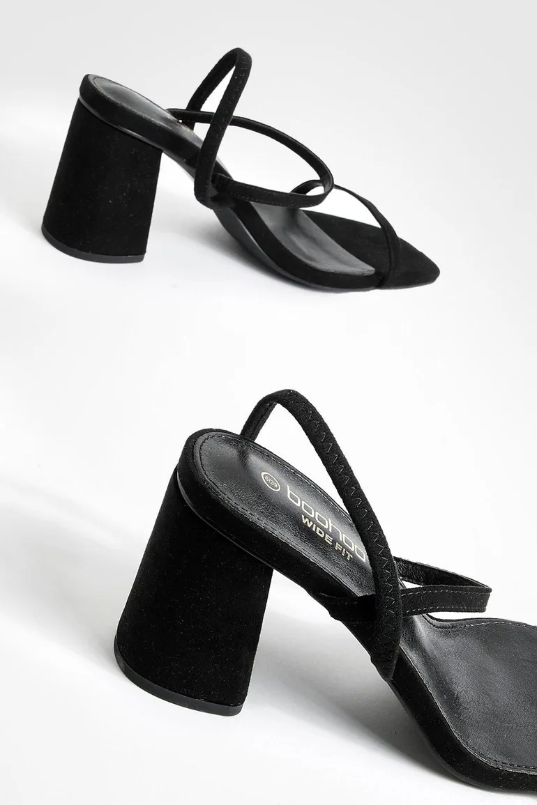 Wide Fit Elasticated 2 Part Block Heels - black - 2