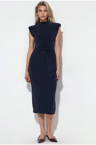 BUSEM Sleeveless Fitted Midi Dress With Tie Detail