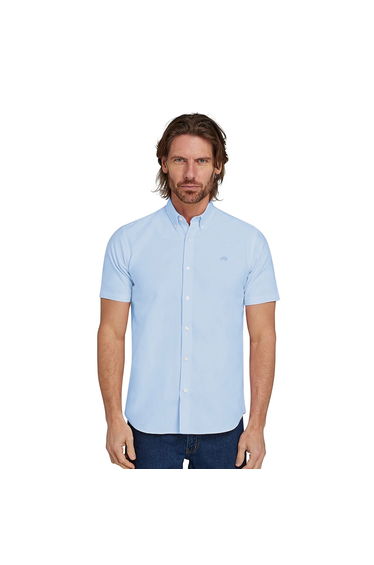 Raging Bull Mens Oxford Lightweight Short-Sleeved Shirt - Sky Blue