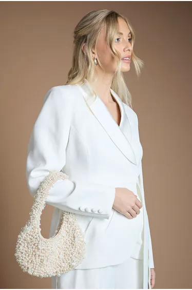 Katie Pearl Detail Shaped Shoulder Bag
