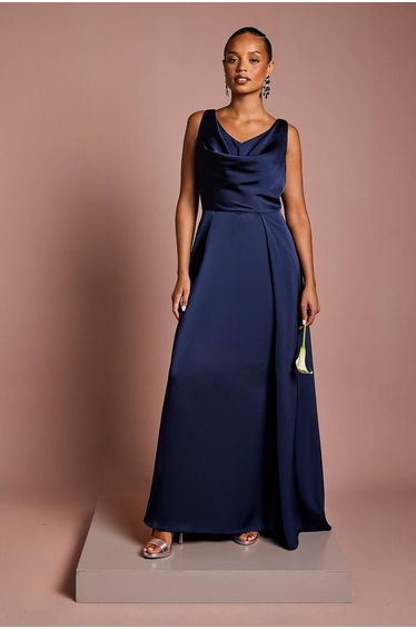 Coast Honoured Petite Sleeveless Cowl Neck Satin Maxi Dress
