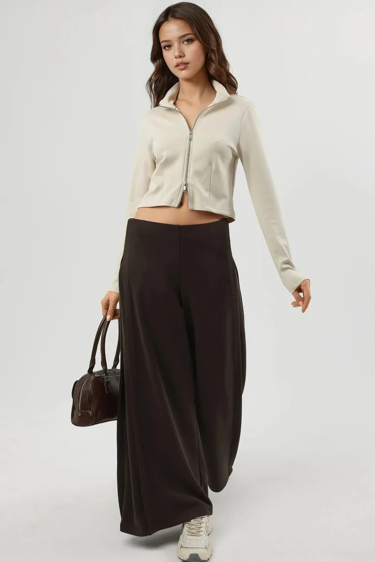 جاكيت بيج قصير بسحاب