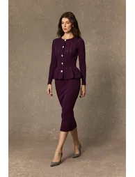 Chic Poise Purple Openwork Ruffled Knit Maxi Dress - 3