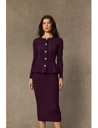 Chic Poise Purple Openwork Ruffled Knit Maxi Dress - 6