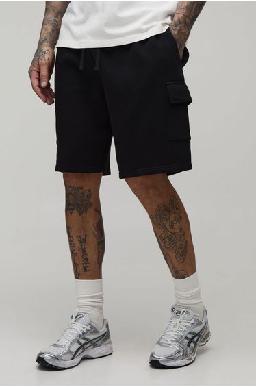 Tall Basic Relaxed Fit Cargo Jersey Short - black