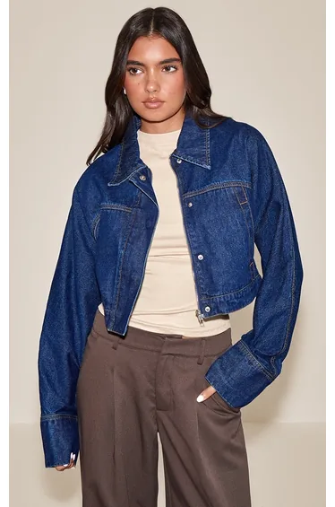 Indigo Concealed Placket Denim Jacket