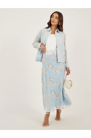 Floral Lace Maxi A-Line Skirt
