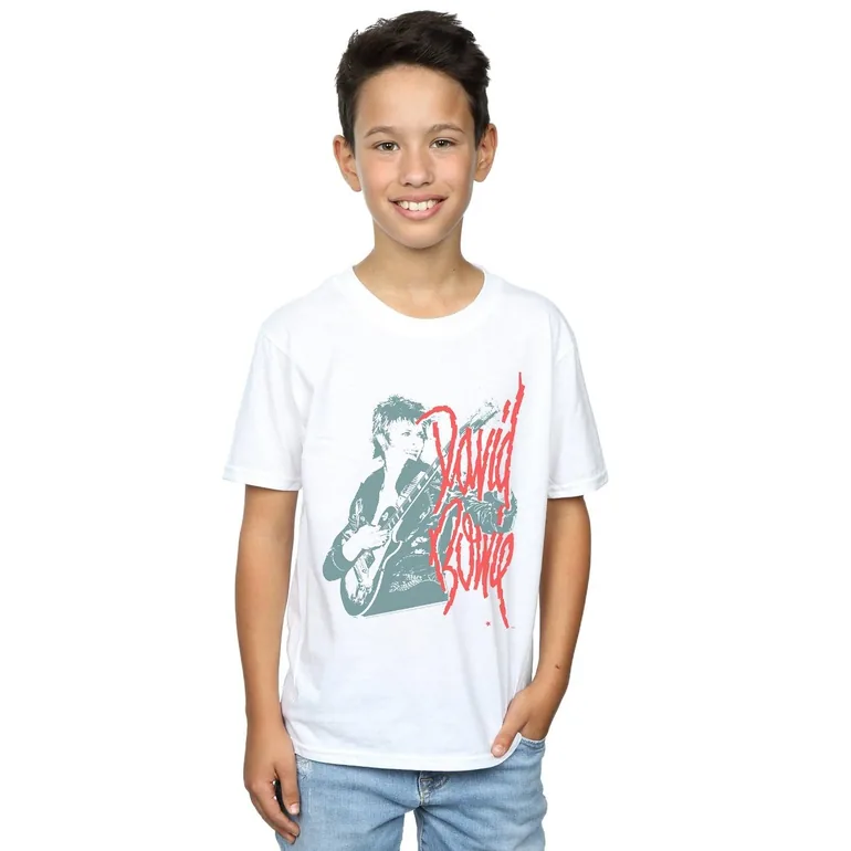 David Bowie Boys Mono Guitar T-Shirt - White