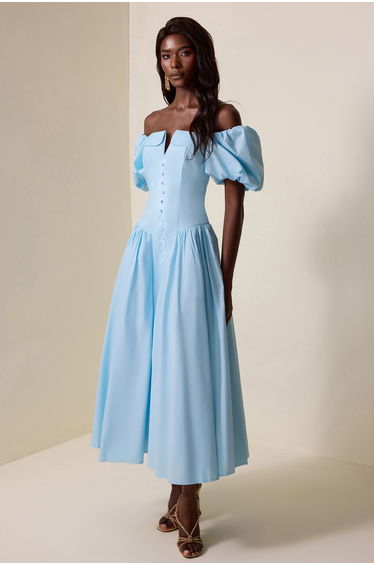 Cécile Puff Sleeve Midi Dress