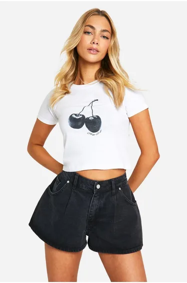 Extreme Wide Leg Denim Short - washed black