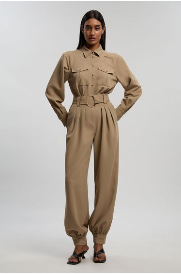 Utility Detail Cuffed Woven Jumpsuit