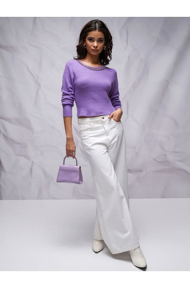 Chain Detail Round Neck Sweater