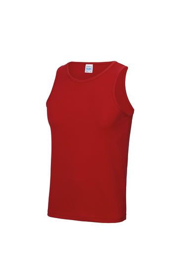 AWDis Just Cool Mens Sports Gym Plain Tank / Vest Top - Fire Red