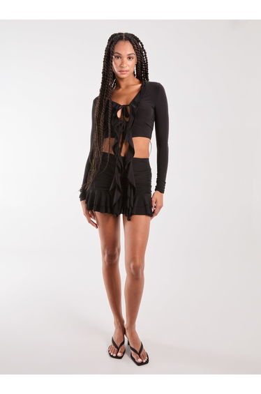 Ruffle Slinky Mini Skirt