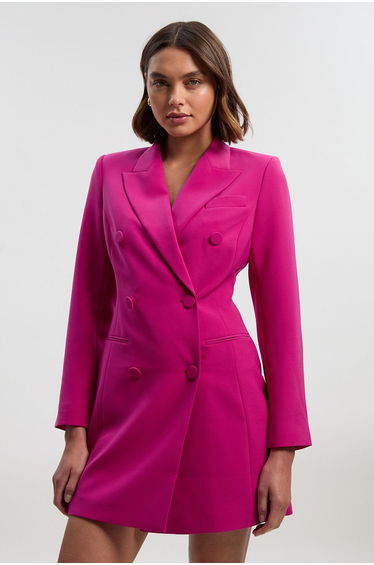 Polished Tailored Double Breasted Blazer Mini Dress