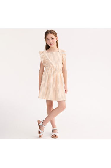 Striped Sleeveless Dress with Ruffles