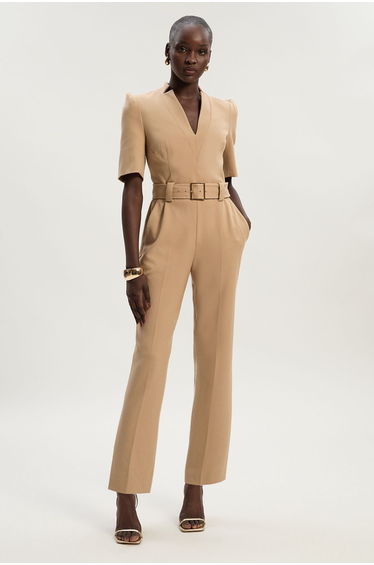 Tall Structured Crepe Forever Belted Jumpsuit