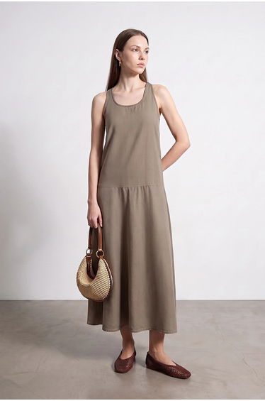 DILVIN Sleeveless Straight Maxi Dress