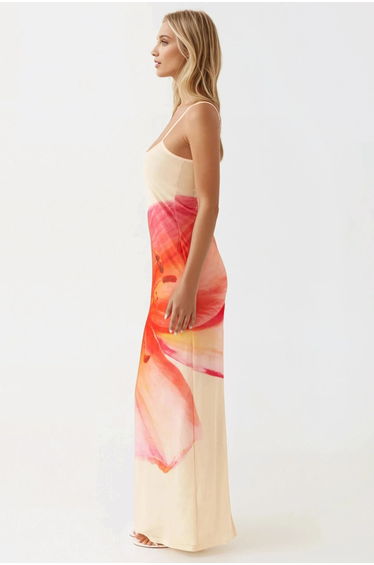 Square Collar Bodycon Maxi Dress with Floral Print product thumbnail 2