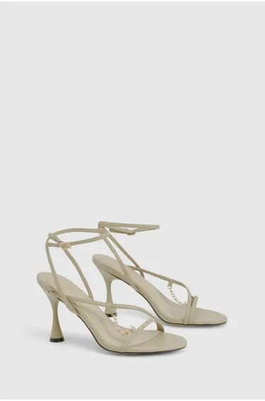 Chain Detail Flared Heels - sage