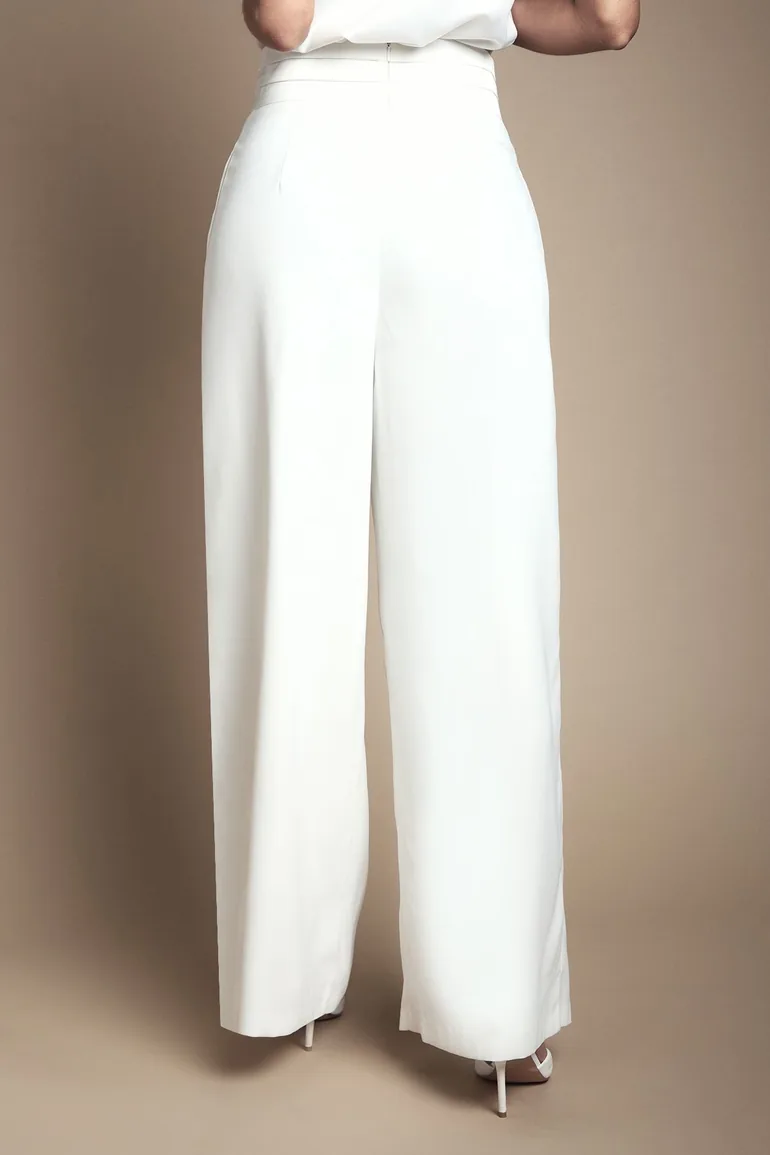 بنطلون بأرجل عريضة بخصر عالي بحواف دانتيل - 2